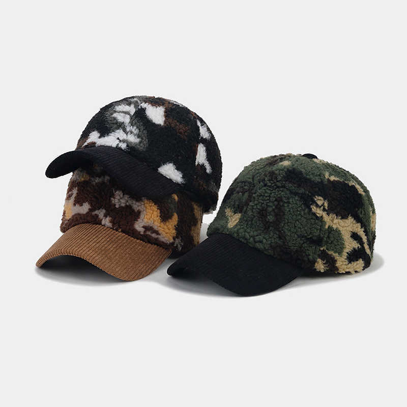 Autumn Winter New Camouflage Sheep Camouflage Thickened Warm Duckbill Cap Womens Trendy Outdoor Casual Sun Protection Baseball Cap Mens Cap H251020