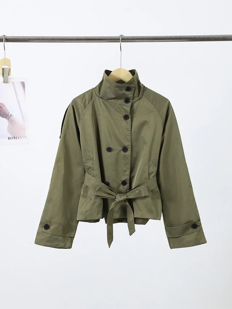 Elegant Trench Coat With Belt Womens Slim Vneck Full Sleeve Lapel Overcoat Autumn Winter Ladies Solid Streetwear 251017