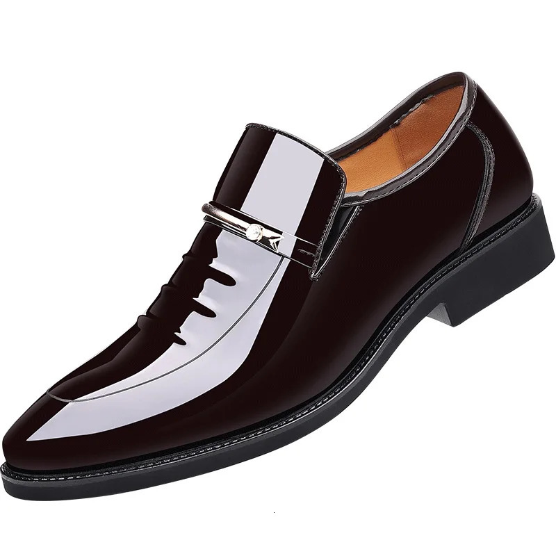 Patent Leather Shoes for Men Business Shoes Casual Point Toe Slip on Loafers for Men Party Wedding Plus Size Shoes 251021