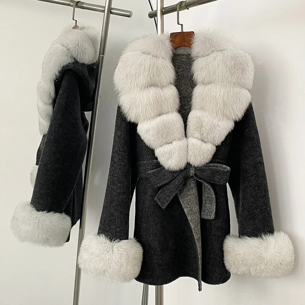 Wool Coat Fur Removable Spring Real Fox Fur Coat Women Winter Natural Fur Woolen Jacket Long Sleeve Ladies Streewear 251017