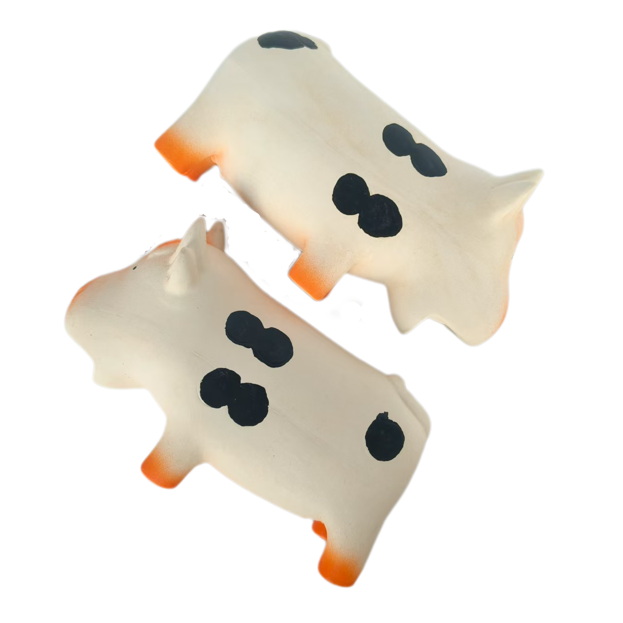 Latex Screaming Cow Dog Toy Soft Natural Rubber Squeaky Chewy Sound Animal Interactive Canine Pet Toys with Bright Colors for Medium Dogs 2pcs/Pack