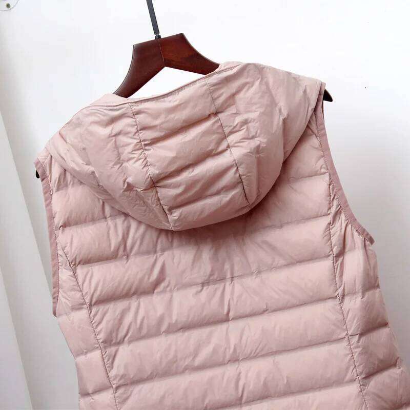 Women Ultra Light Long Vest With Hood Casual Slim Waistcoat 90% White Duck Down Gilet New 2025 Fashion Hot Sale womens coat