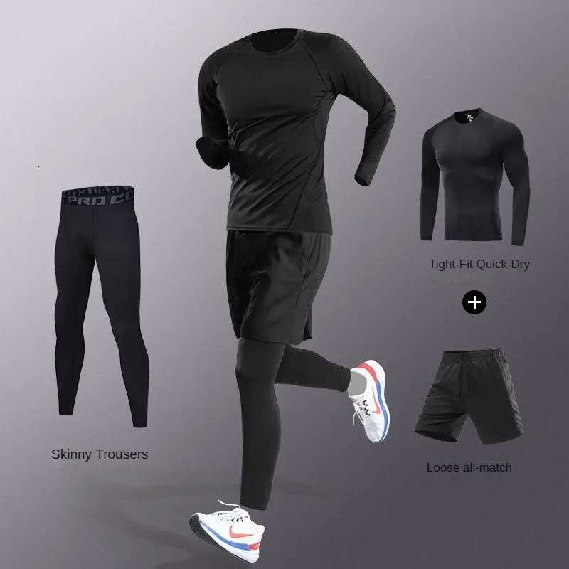 37Pcs Mens Ice Fiber QuickDry Running Fitness Full SetSuit Tracksuit For Marathon Training CyclingJoggingGym sweatpants i251021