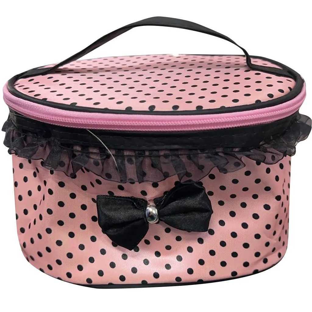 1pcs Dot Bowknot Women Lace Patchwork Organizer Bag Makeup Cases Female Lace Cosmetic Bag Waterproof Cosmetic Pouch HomeW251021