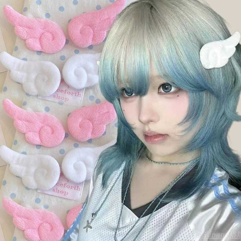 Y2K Sweet Cute Angel Wing Plush Hairpin Children Girls Hair Clip Accessories Barrettes Hairgrip Headdress Headwear OrnamentsW254021