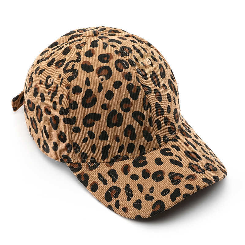 Womens Corduroy Leopard Print Baseball Cap for Autumn and Winter Outdoor Mens Warm and Coldproof Sunshade Cap H251020