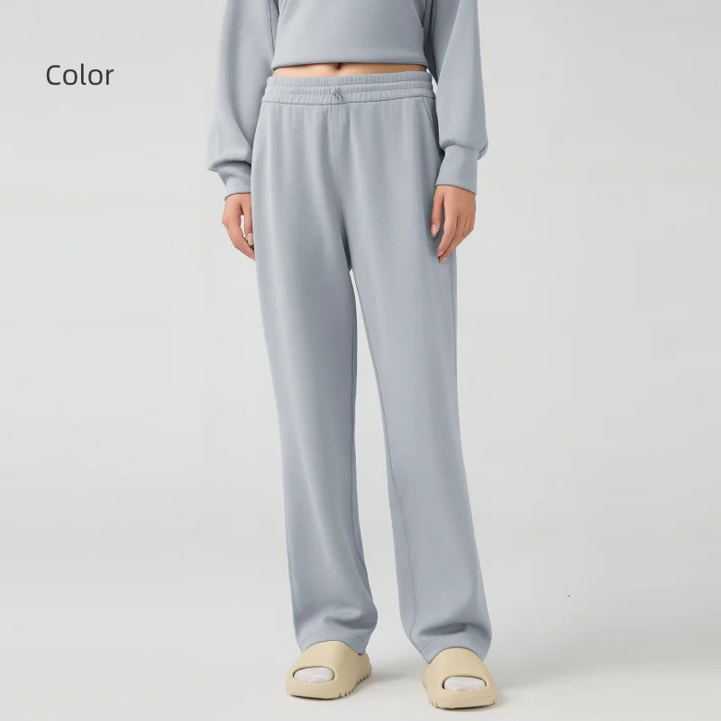 Air Layer High Quality Yoga Pants Women Waist Legging Loose Straight Wide Leg Running Pocket Sport Leisure Workout Leggings 251017