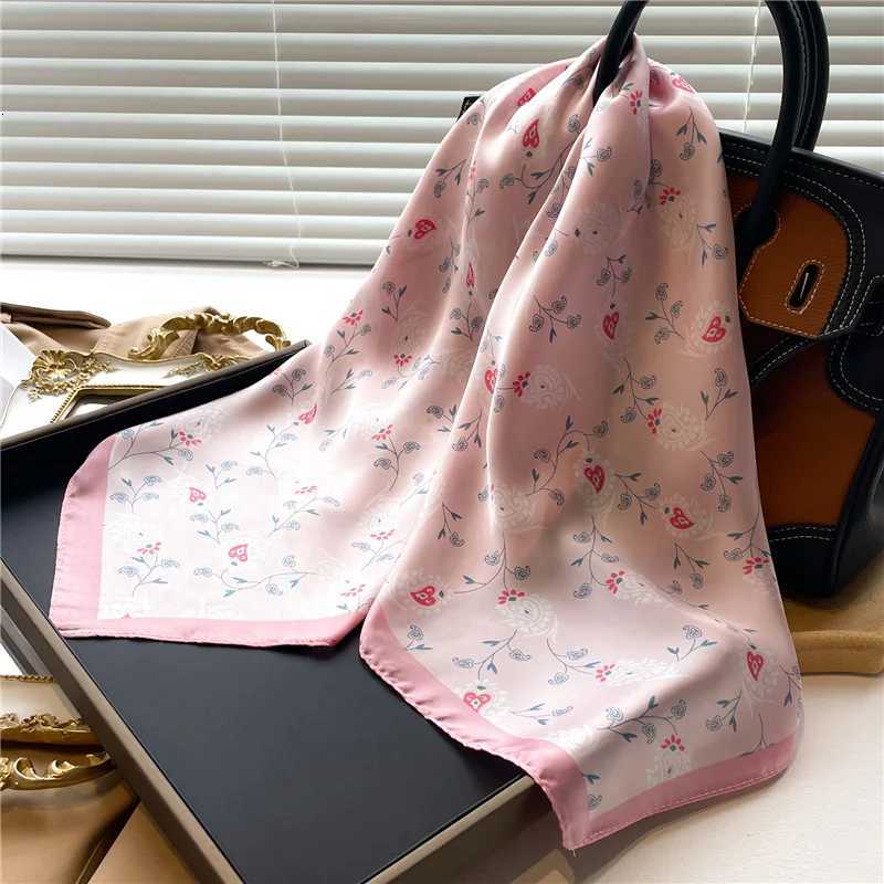 70x70cm Square Scarf Women Imitation Silk Hairbands Foulard Women Bandands Kercheif Shawls Wraps Small Hijab W251021