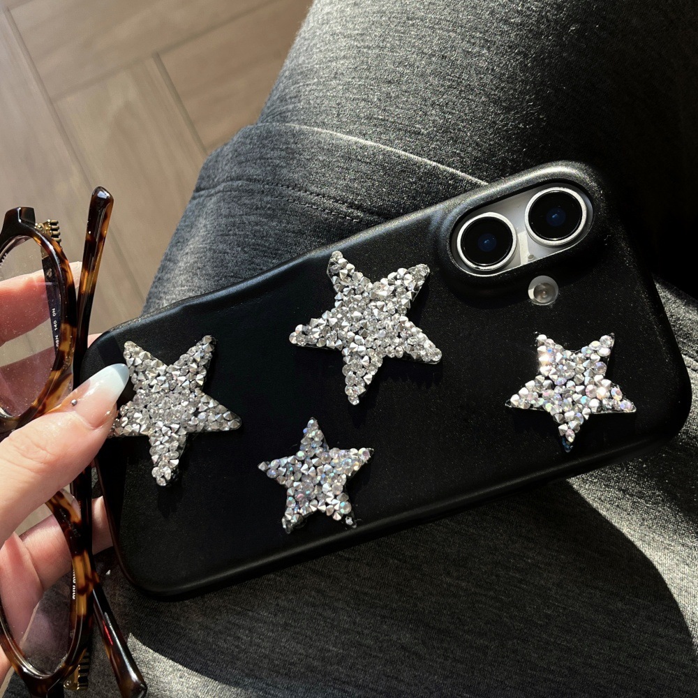 Diamond-Encrusted Small Five-Pointed Star Phone Case Compatible with iPhone 17/16/15 PRO Simple Niche iPhone 14/13P