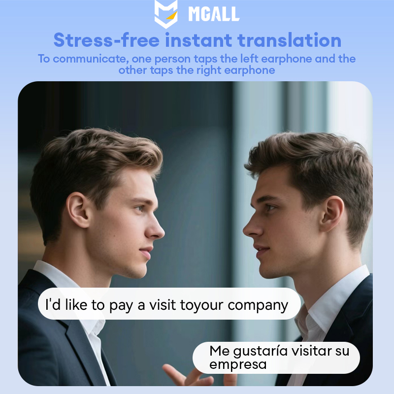 MGALL Wireless BT6.0 Earphones MG-Y49 AI Translation Headphones Colorful LCD Smart Touch Screen Hi-Fi Sound Music Earbuds IPX5 Waterproof Sport Headse