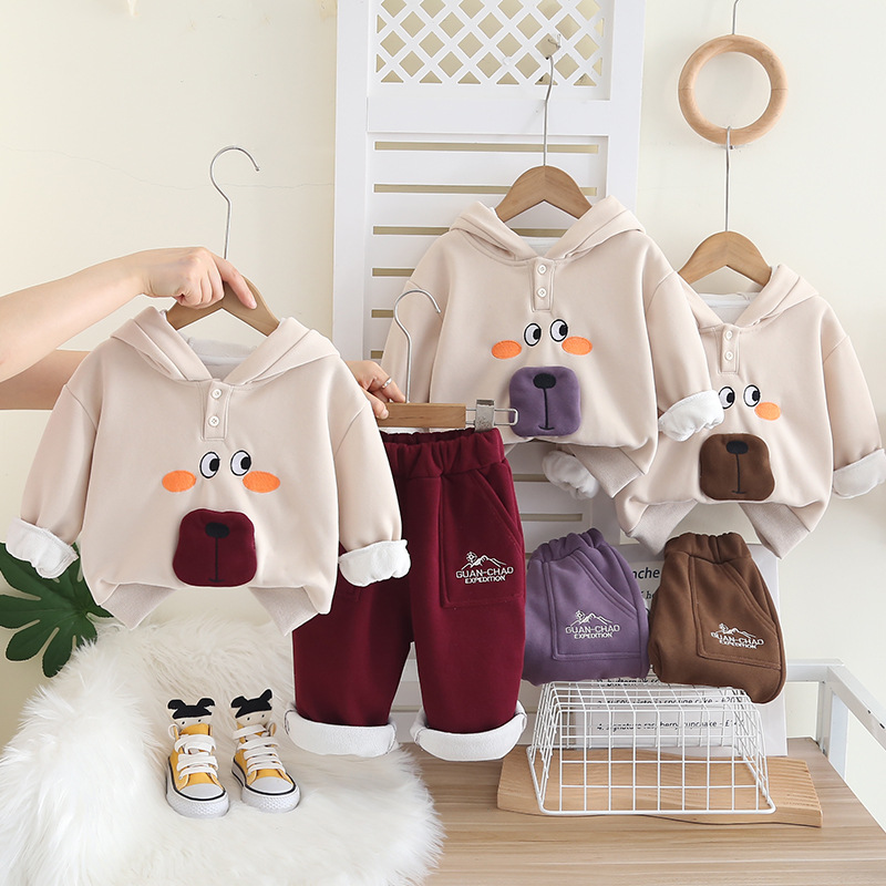 Kids Clothing Sets Cozy Girls Autumn Set 2025, Soft Fleece-Lined Hoodie and Pants 2-Piece, Adorable Outfit for Toddler Girls Free Shipping