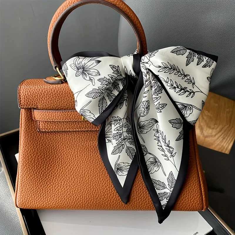 Double Sided Plant Print Scarf Luxury Brand Slender Neckerchief French Elegant Inelastic Neck Scarf Hairband W251021