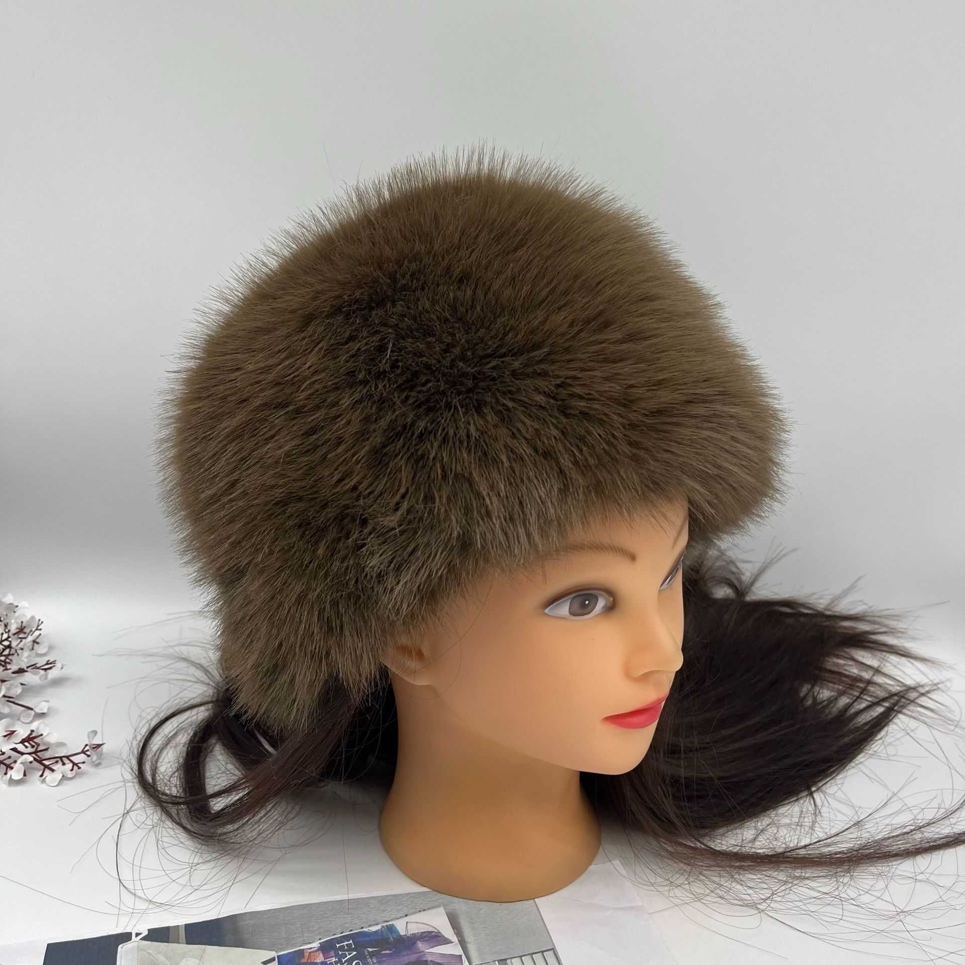 New Faux Fox Fur Fisherman Hat Outdoor Ski Windproof Hat Coldproof Warm Thickened Fur Hat Versatile Bucket Hat H251020