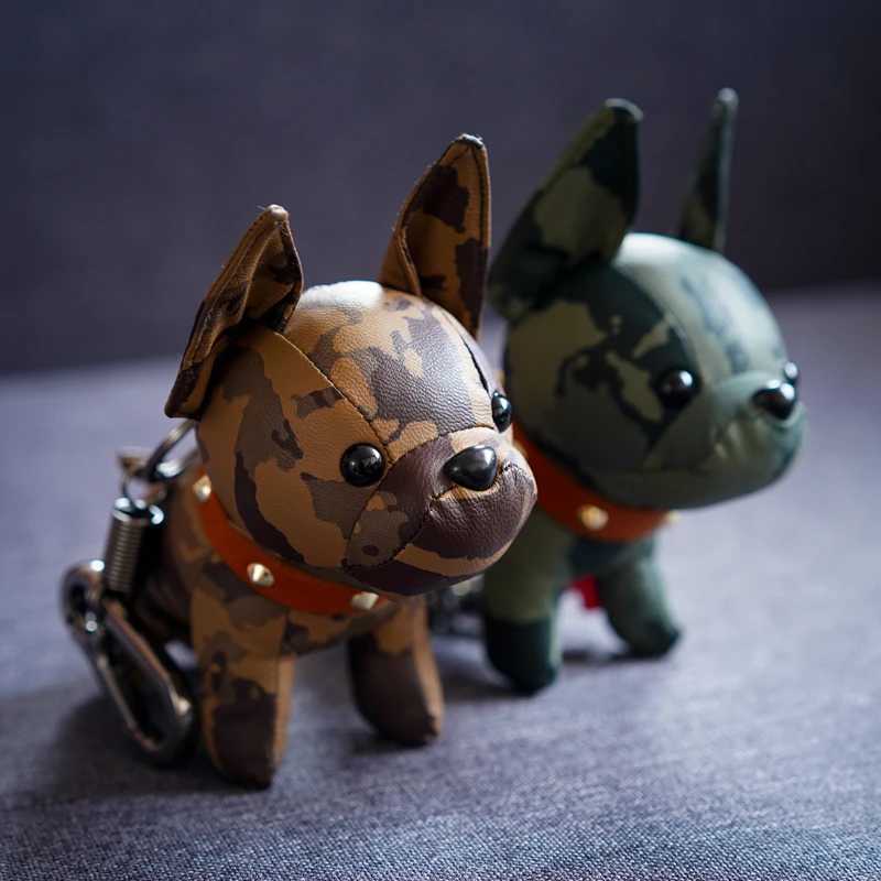 Bulldog Keychain Pu Leather Animal Dog Keyring Holder Bag Charm Trinket Chaveiros Bulldog Bag Accessories Punk Style Pendan W251021