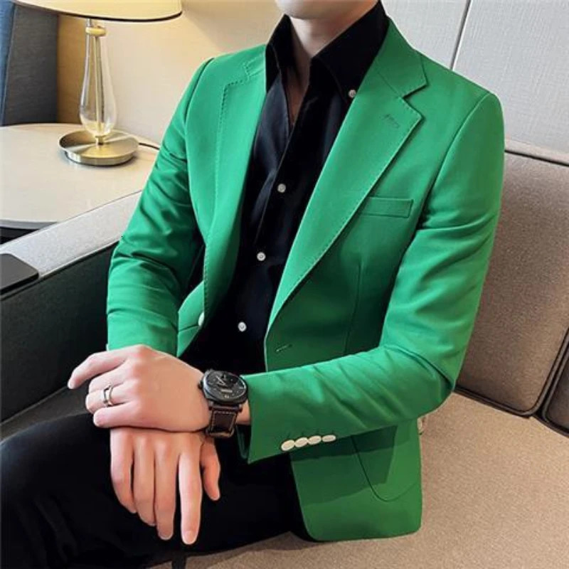 Oversize Thin Male Blazer Plus Big Size Yellow Slim Fit Mens Suit Jackets Menswear Casual Fashion 2025 Coat in Original 251021