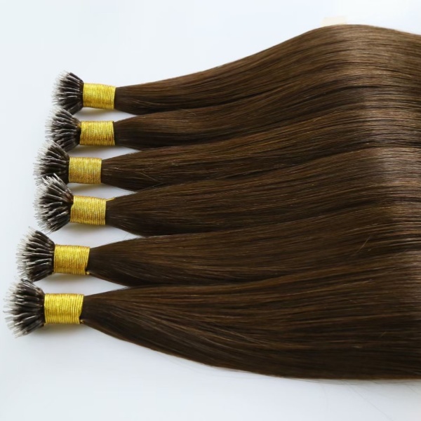 European Remy 100% Nano Hair Extensions Human Hair Nano Ring Brown 22 Inch Double Drawn Keratin Link Nano Bead Hair Extensions