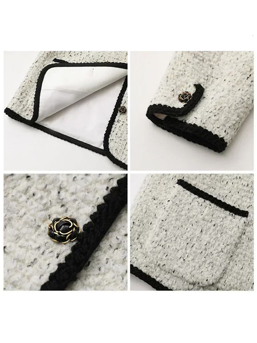 CHIC VEN Fashion Womens Wool Coat Single Breasted Vintage Jacket VNeck Office Lady Overcoat Female Tops Spring Autumn 251013