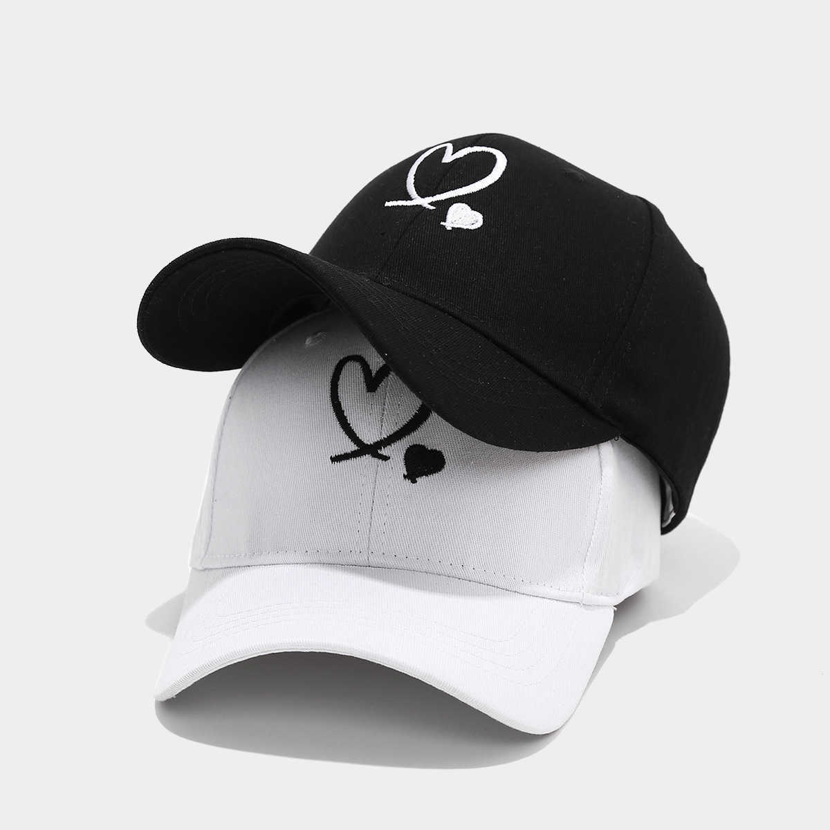 Simple Fashion Heart Embroidery Baseball Cap Couple Casual Versatile Sun Hat Couple Travel Sun Protection Duckbill Cap Trendy H251020