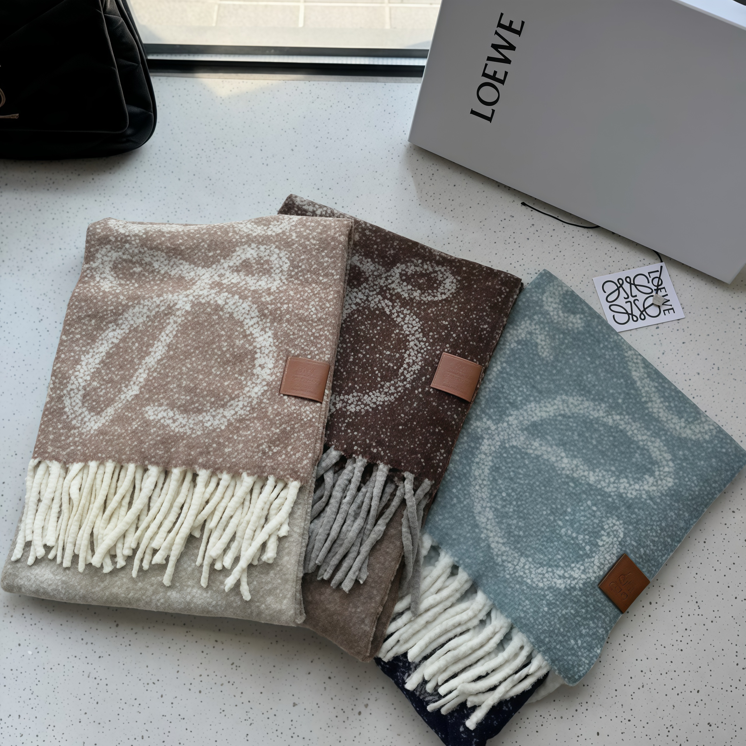 Women's Luxury Cashmere Scarf - Classic Solid Color with Subtle Print, Dense Twill Weave for Ultra Softness & Warmth, Versatile Fine Knit Wrap for Women & Men