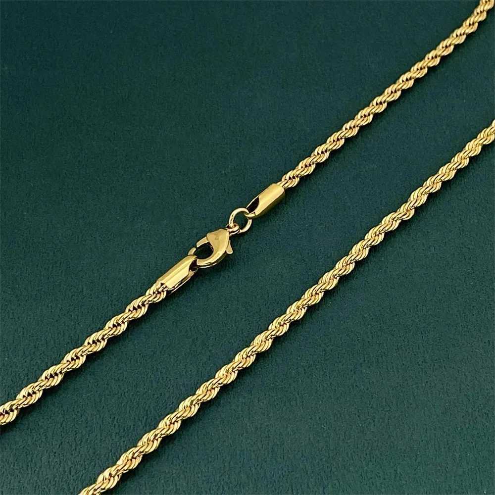 Lihong Luxury 925 Sterling Silver Gold Plated 3MM Twisted Rope Necklace for Women Men Accessories Jewelry 4060CMXJ251018
