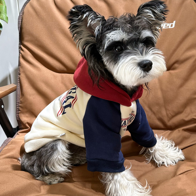 dog clothes Dog Hoodie, Color-Block Fleece Sweatshirt for Small/Medium Pets, Soft Warm Pullover with Rib Cuffs, Red/Navy, XS 9XL Winter Coat with Plus