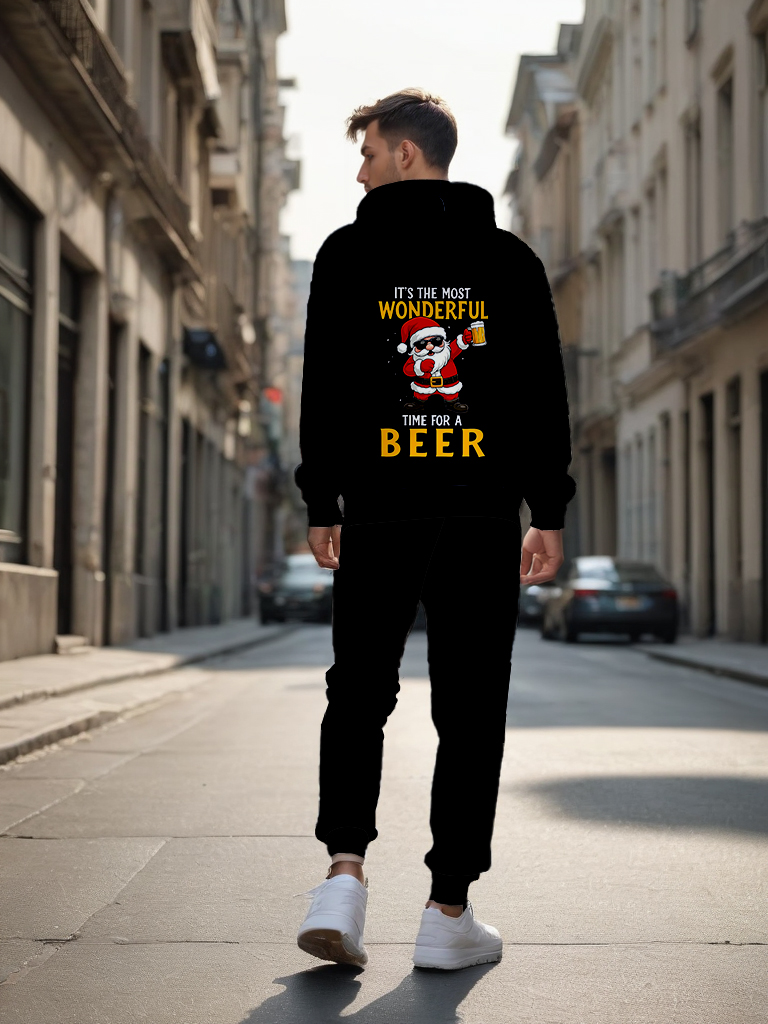 Men's Ankle-Length Knitted Hoodie Casual Outdoor Polyester T-Shirt Long Sleeve Adjustable Drawstring Hood Autumn Wear - LMWY00188