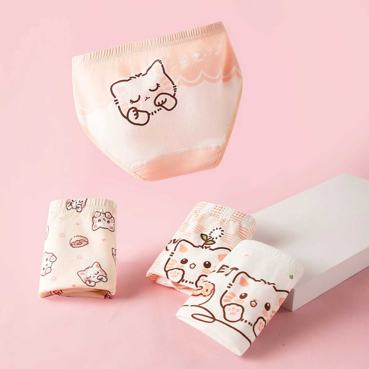 4PCSset Girl Underwear Cotton Cute Cartoon Pet Cat Children Shorts Cute Lovely Underpants Soft Little Girls Kids Boxer Panties J251021
