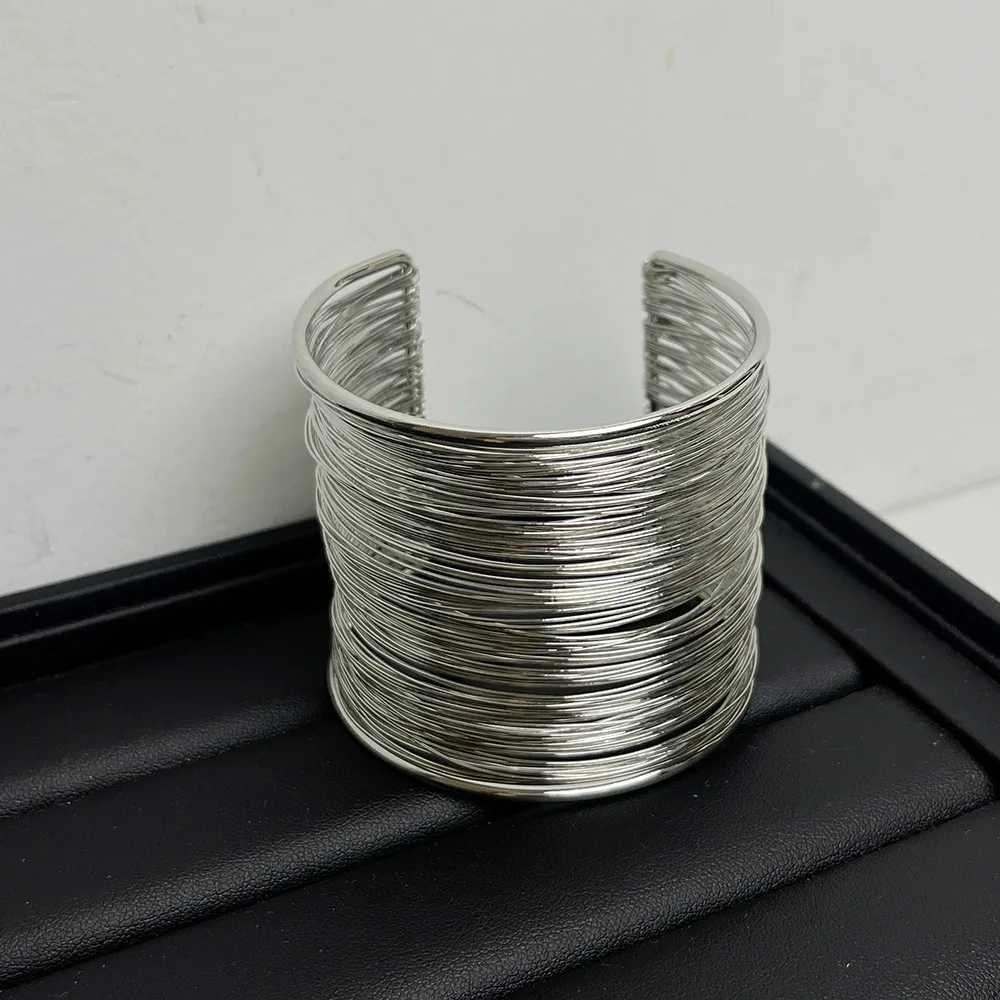 European and American street punk party bracelet with multilayered hollow steel wire Cshaped opening J251021