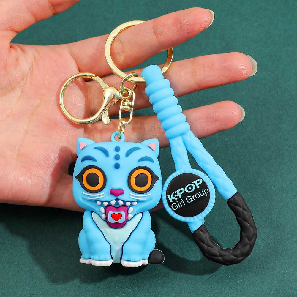 KPOP Demon Hunters Keychain Tiger Character PVC Figure Keychain Cute Harajuku Style Key Ring for Kids Fans Halloween J251121