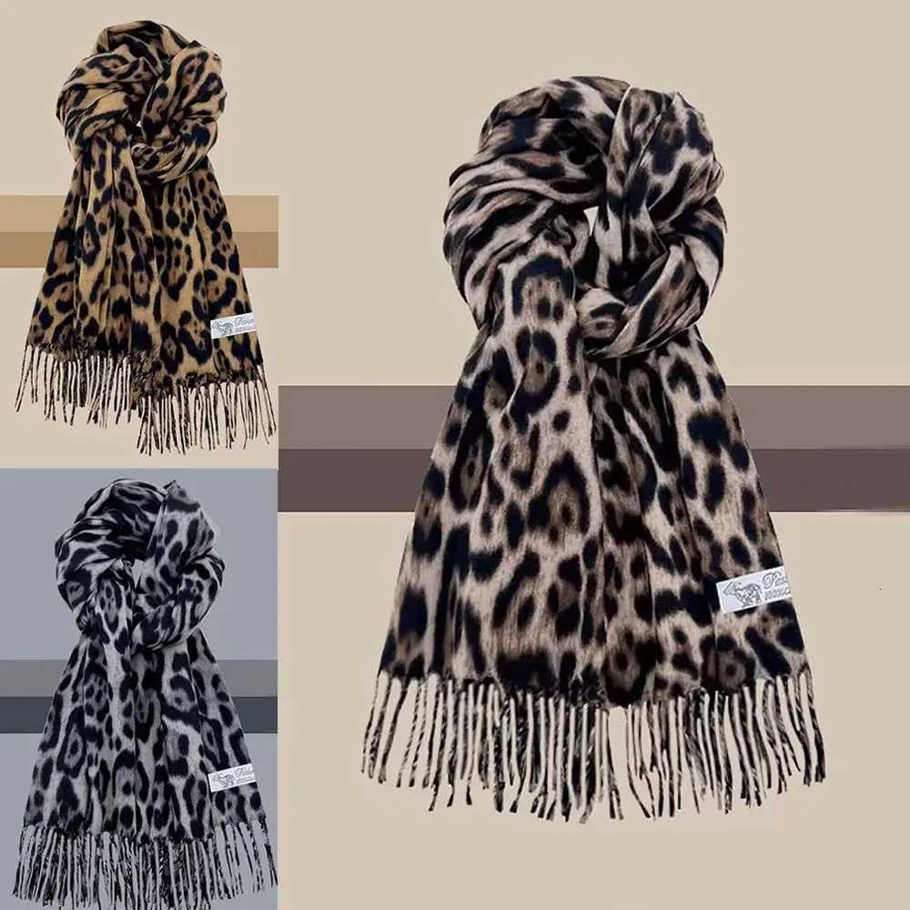 Fashion Leopard Tassels Shawl Imitation Cashmere Thickened Foulard Pashmina Hijabs Windproof Winter Warm Scarf Neck Warmer W251021