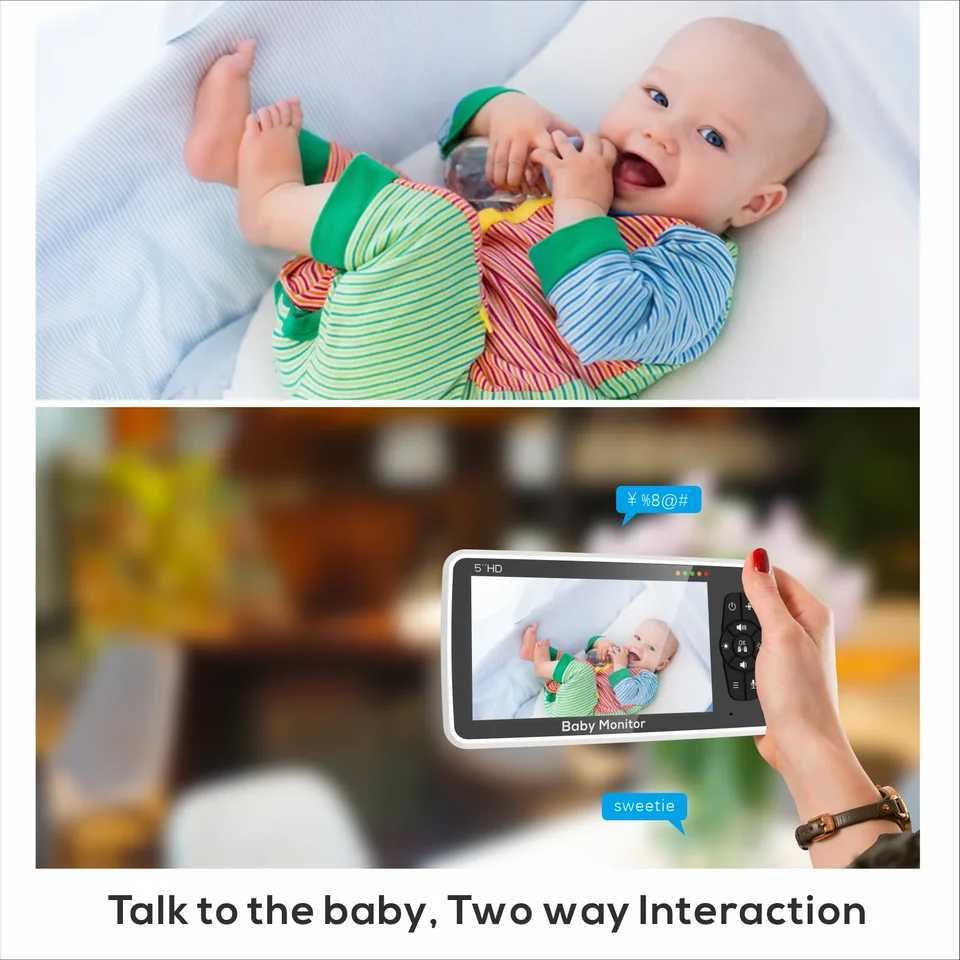 Babystar 5 inch Video Baby Monitor with Two Camera and Audio Night Vision 4X Zoom 1000ft Range 2Way Audio Temperature Sensor J251121