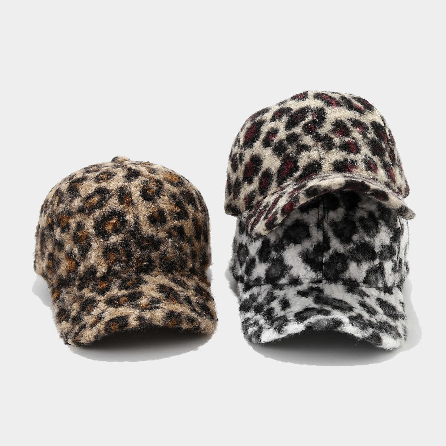Autumn Winter New Hat Women Leopard Print Hard Top Baseball Cap Outdoor Warm Sun Protection Sunshade Cap Duckbill Cap H251020