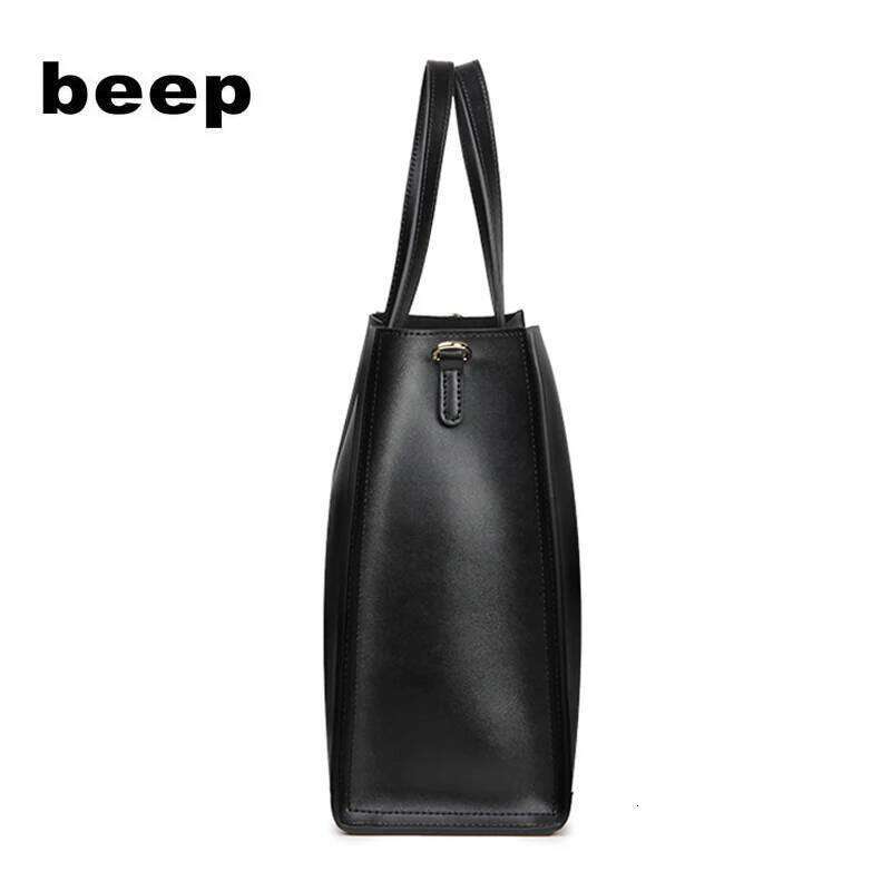 Beep New Superior Cowhide Fashion Genuine Leather Simple Women Leather Tote Shoulder Big Women's Bag 251021