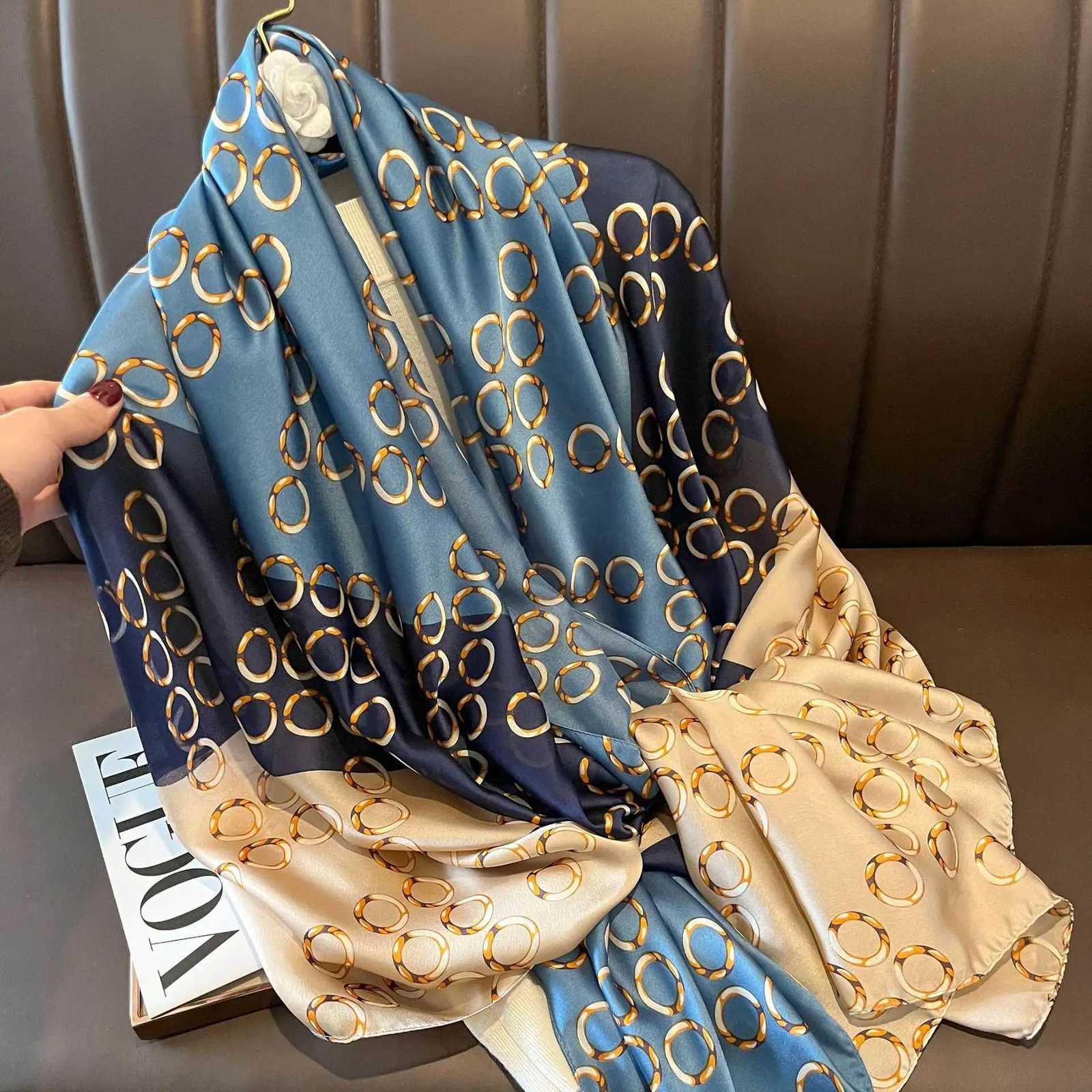 Luxury Brand Large Silk Soft Scarf Women Stylish Print Long Shawl Handkerchief Summer Elegant Travel Wrap Hot 90180cm W251021