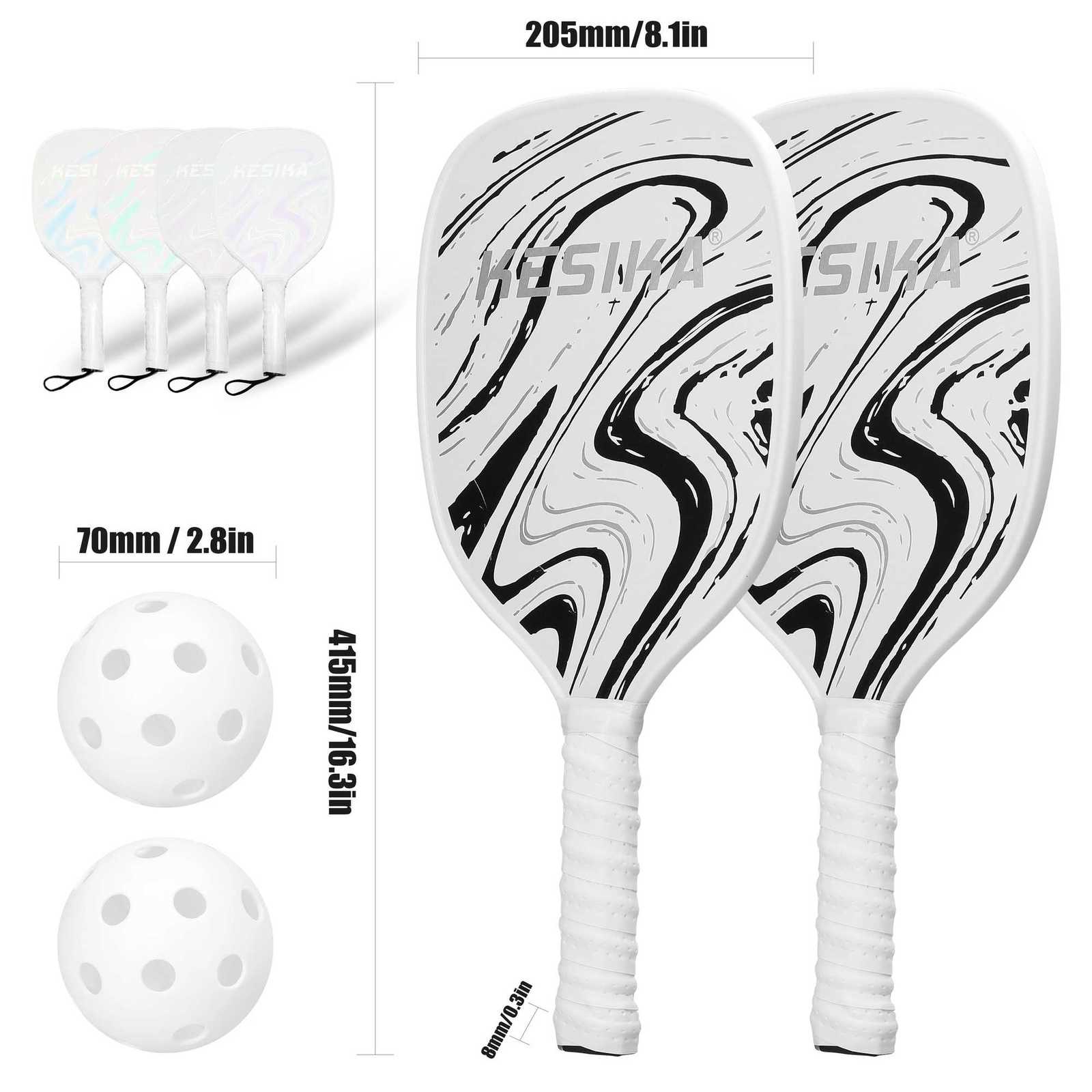 Pickleball Rackets Set Pickleball Paddle Set of 2 Rackets and 4 Pickleballs Balls PickleBall Racquet with Balls Sports W251021