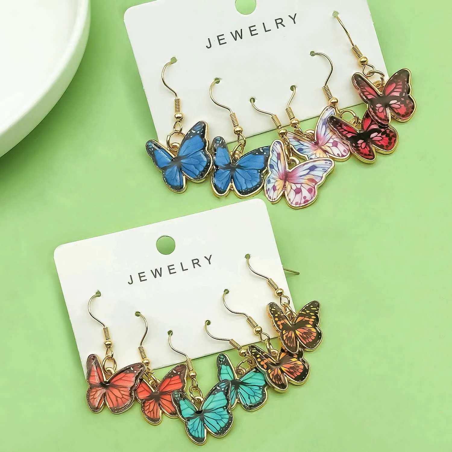 3pairs Fashion Enamel Colorful Butterfly Design Drop Earrings Jewelry Gifts For Women And Girls J251021