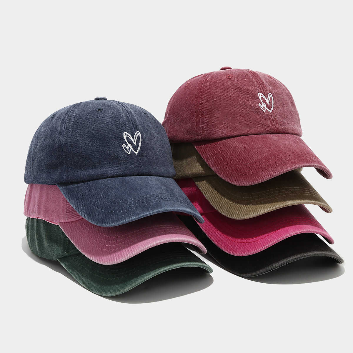 Couple Size Heart Vintage Duckbill Cap Outdoor Sports Casual Soft Top Sun Hat Baseball Cap H251020