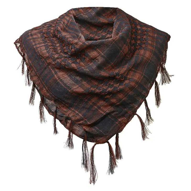 Houndstooth Scarf Plaid Hijab Bandana Hiking Scarves Arab Tactical Elegant Womens Shawl Shemagh Light Tassel For Men 100X100cm W251021