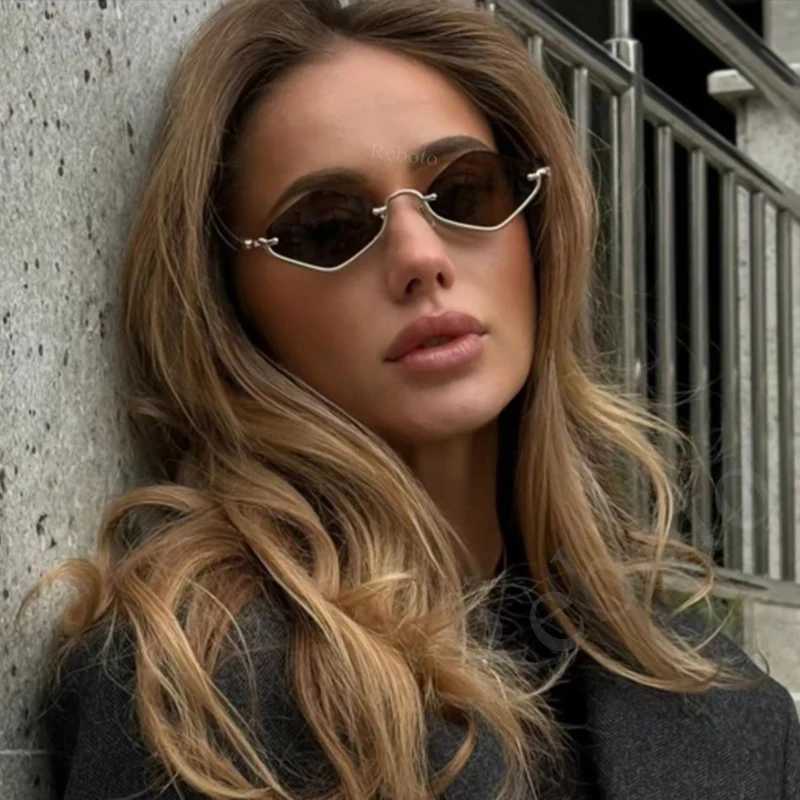 Fashion Small Polygonal Sunglasses Women Luxury Brand Metal Half Frame Sun Glasses Ladies Hipster sexy Cat Eye Shades Vintage J251114