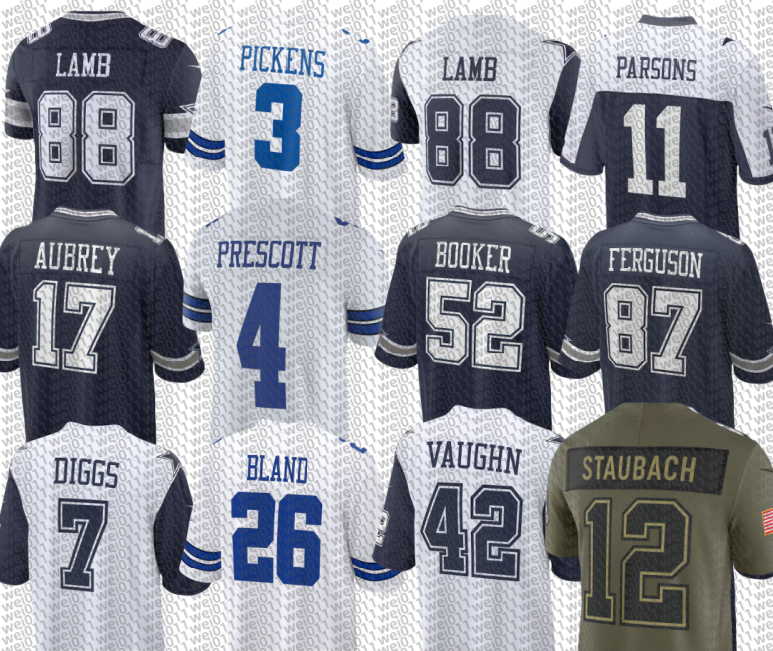 Emmitt Smith Dak Prescott CeeDee Lamb Javonte Williams George Pickens Jake Ferguson Ryan Flournoy KaVontae Turpin Jalen Tolbert Brandon Aubrey Football Jersey Men