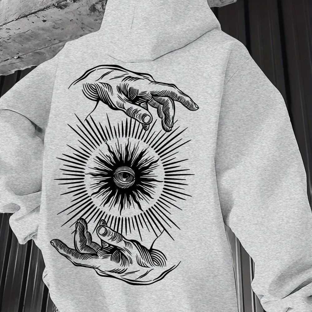 Fashionable Mens Autumn Future Eye Printed Comfortable Soft Hoodie Outdoor City Multi functional Top W251021