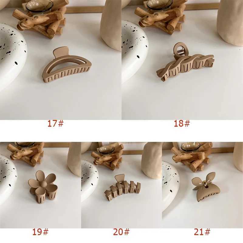 Large Frosted Brown Series Hair Clips Women Back Head Hairpin Korean Milk Coffee Shark Claw Clip Girls Hair AccessoriesW254021