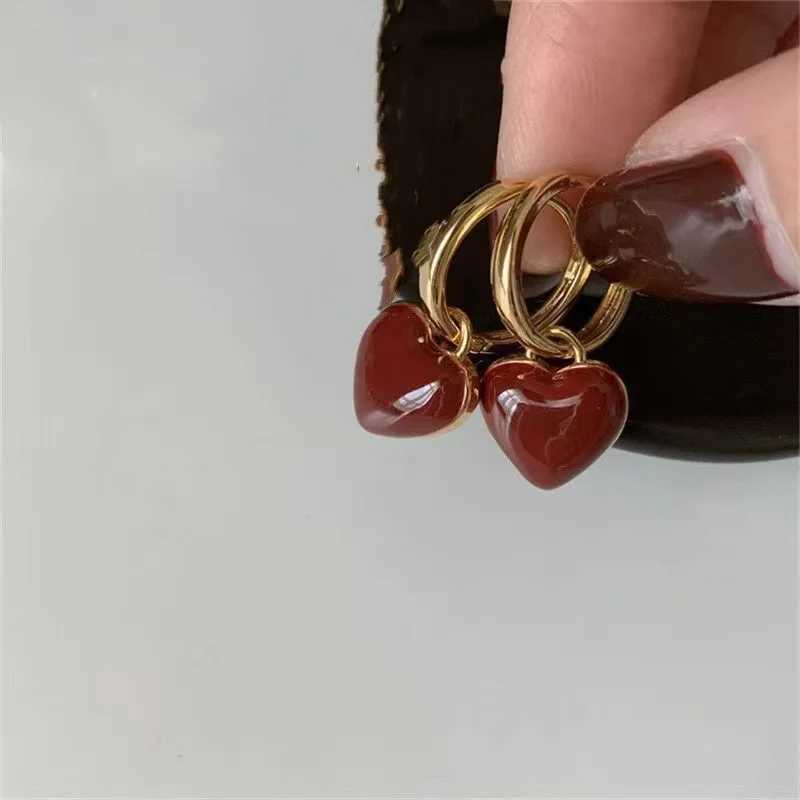 Red Epoxy Heart Shape Charm Drop Earrings Pink White Color Heart Gold Plating Cute Girl Drop Earrings Fashoin Women Earrings J2510211