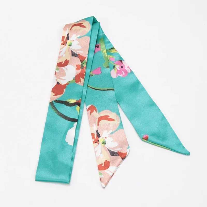Skinny Scarf Hair Small Women Simple Style Handle Ribbon Fashion Printing Hairband Headscarf Beautiful Scarves Bags for Women W251021