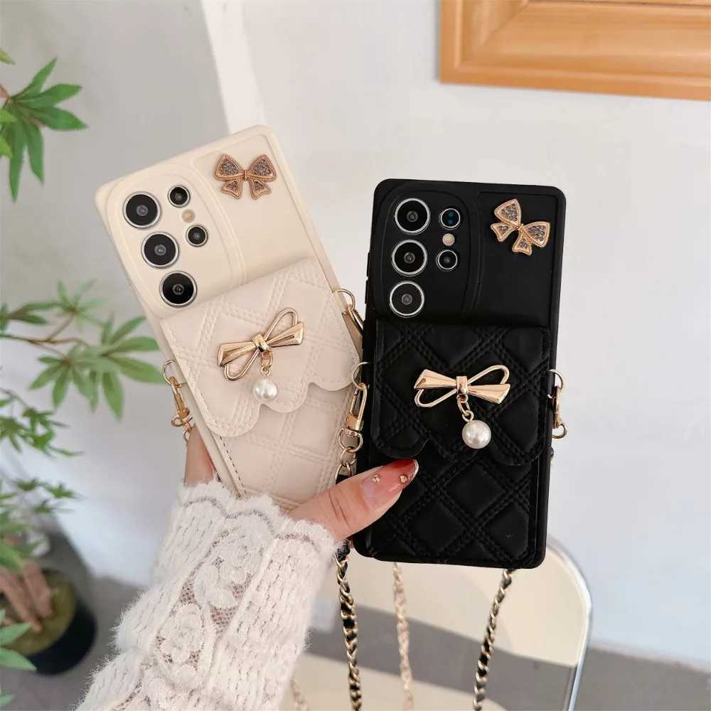3D Bowknot Crossbody Card Holder Wallet Phone Case For Galaxy S25 Ultra S24 S23 S21 S20 FE S22 Plus Note 20 Soft Cover J251114