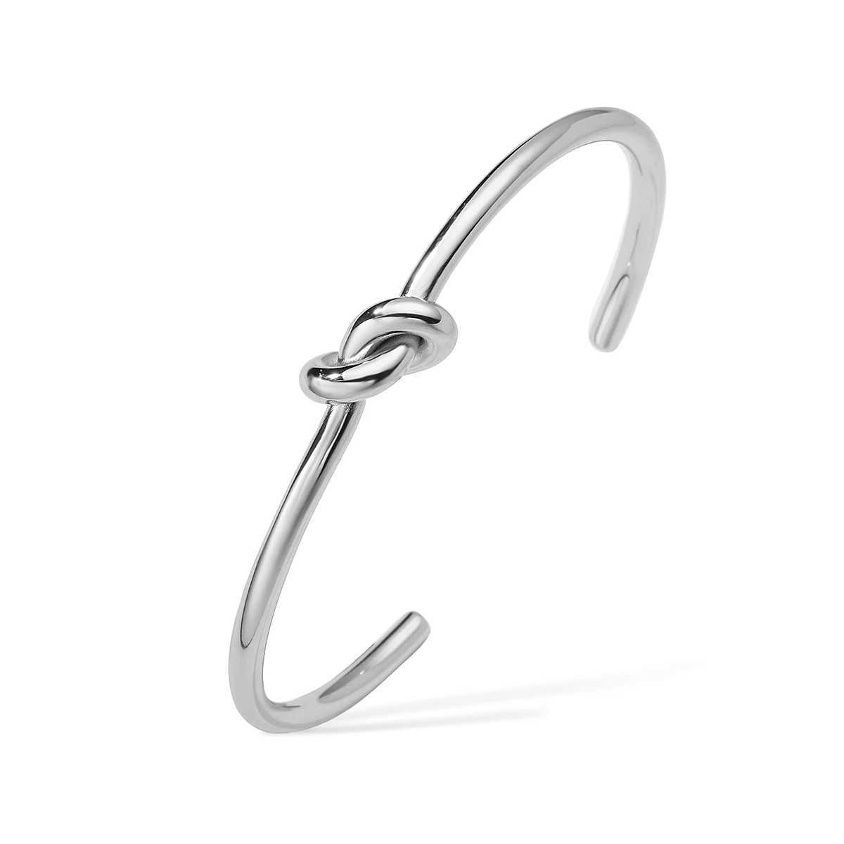 NEWBUY 2024 New Arrival SilverGold Color knot Design Bangles For Women NonFading Stainless Steel Jewelry J251021