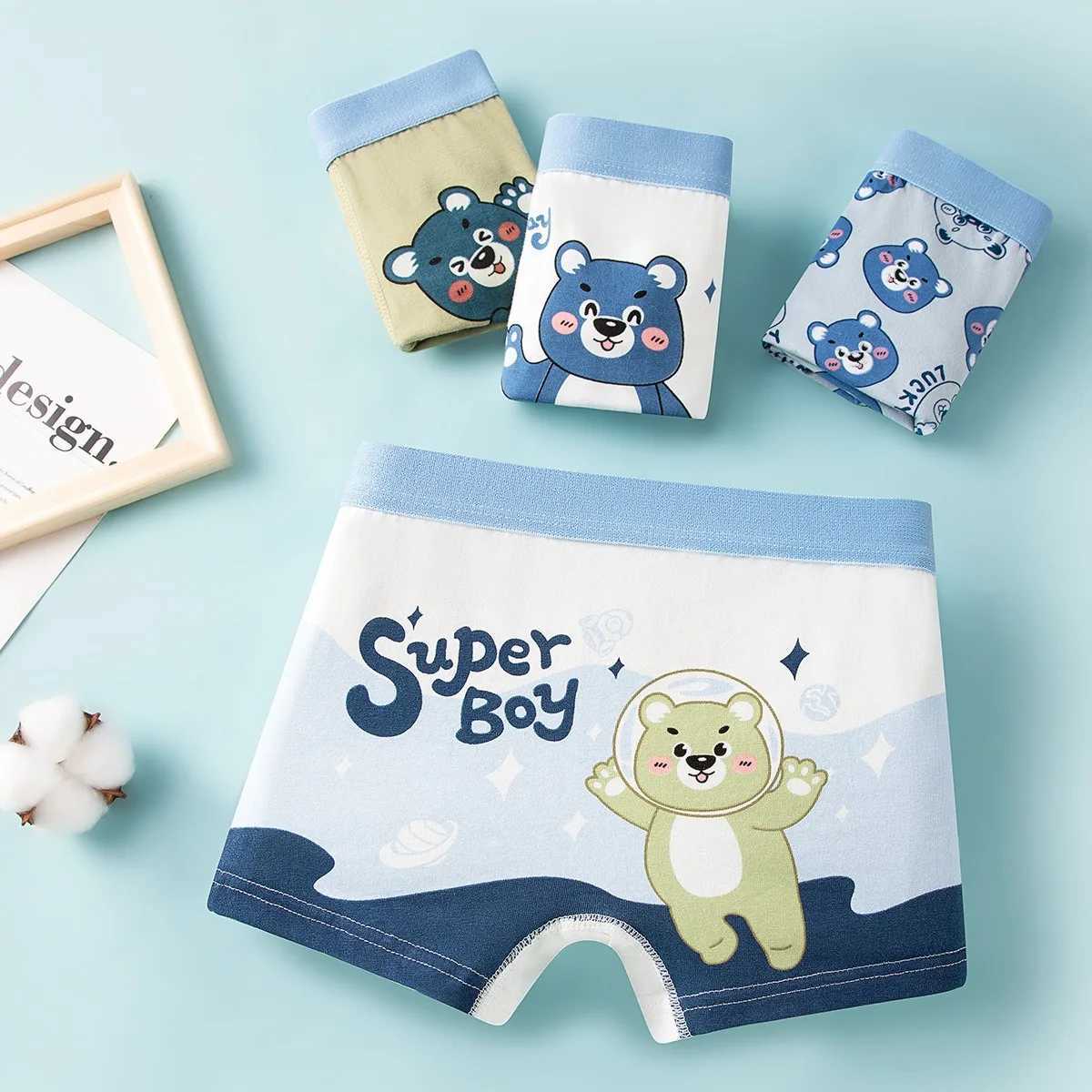 4Piece Highquality Cotton Boys Boxers Briefs Comfortable Fit Children Underwear For 311T Elastic Breathable Kids Boxer Shorts J251021