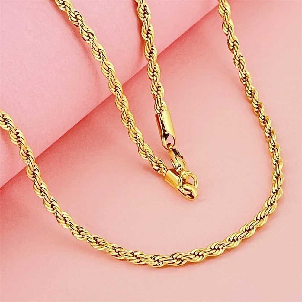 Lihong Luxury 925 Sterling Silver Gold Plated 3MM Twisted Rope Necklace for Women Men Accessories Jewelry 4060CMXJ251018