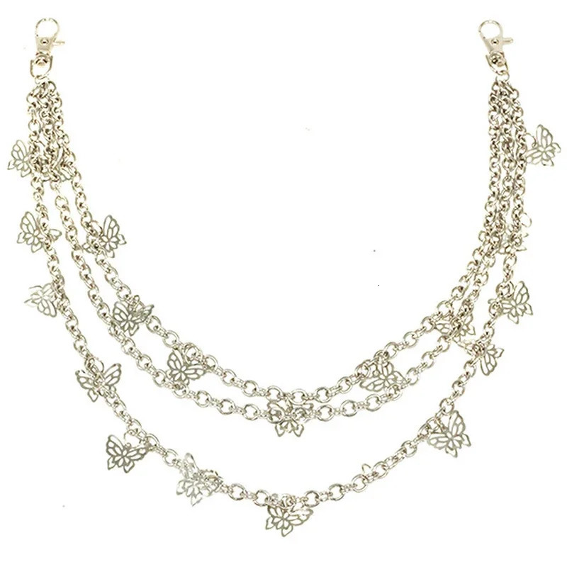 Punk Street Butterfly Belt Waist Chain Male Women Pants Chain Multi Layer HipHop Hook Trousers Keychain Jewelry 251021