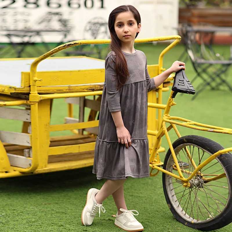 2025 SS ribbed grey melange family matching collection boys girls fashion knitted dress shirt skirt baby set family clothing L251021XD7J